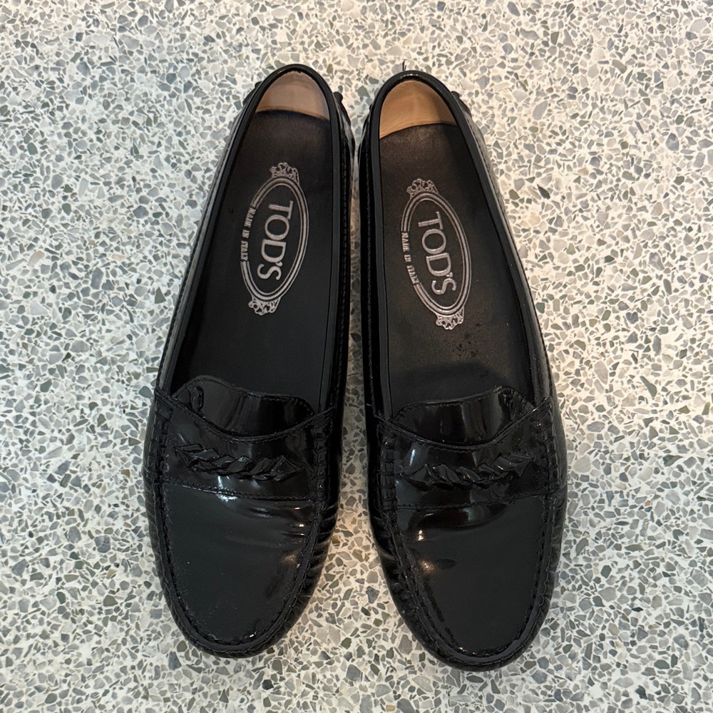 Tod's Patent Leather Black Drivers